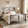 Sofia Metal Bed Frame with Crystal Finials, Victorian Style Double - Black