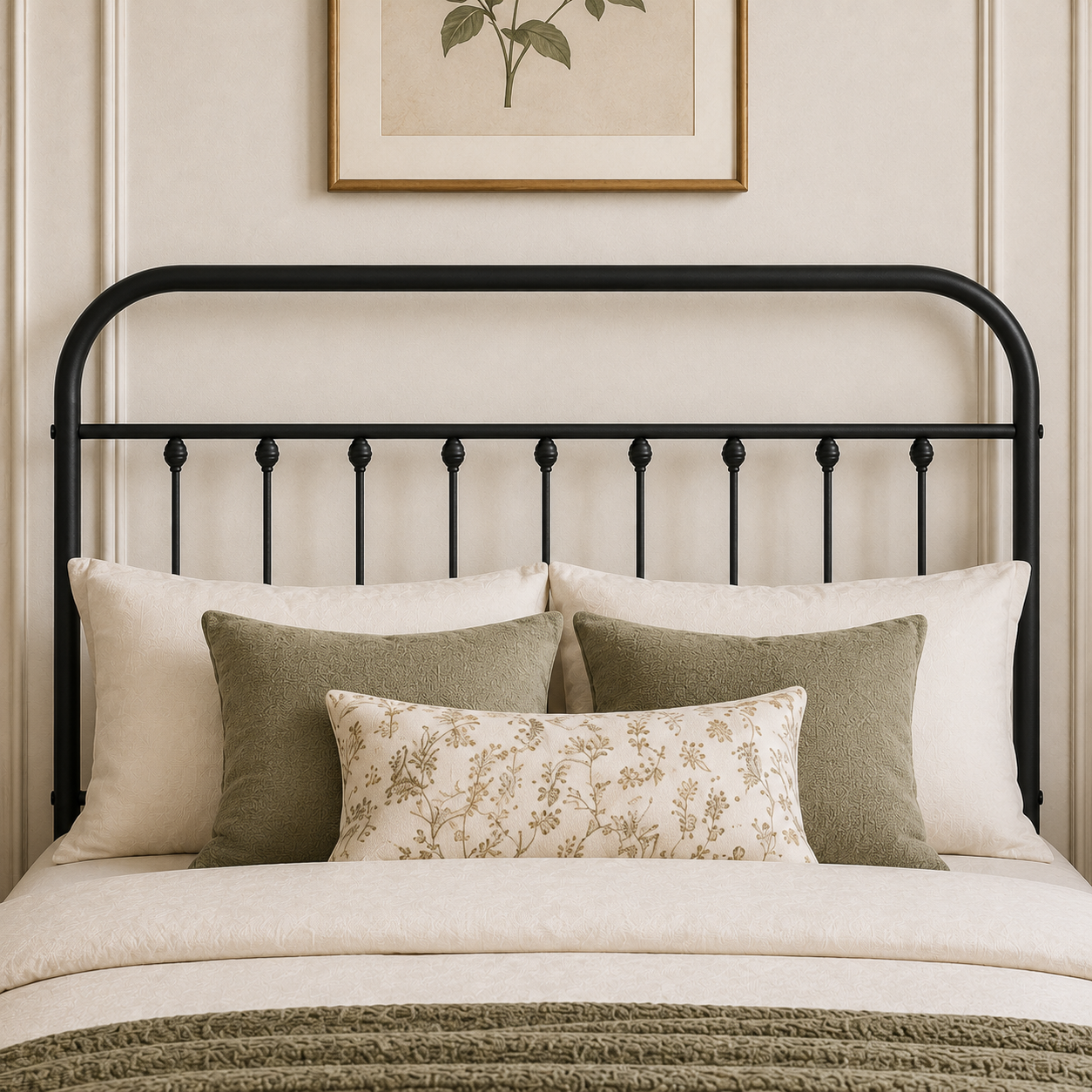 Amelia Metal Bed Frame with Decorative Spindle Detailing - Double Bed - Black - Image 5