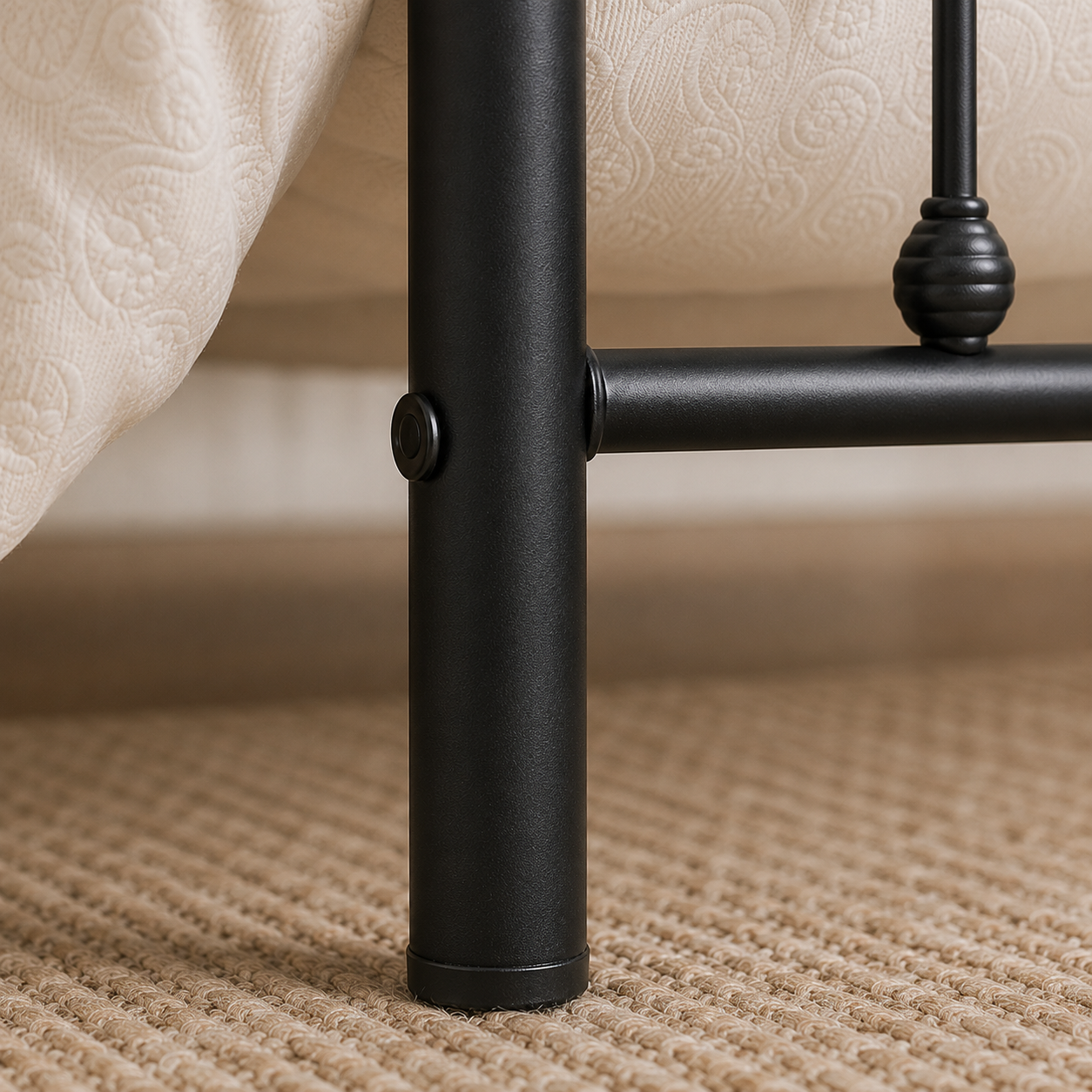 Amelia Metal Bed Frame with Decorative Spindle Detailing - Double Bed - Black - Image 7