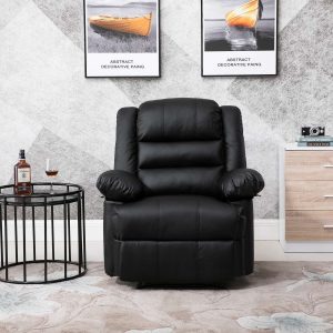 Lisbon Home Lounge Leather Manual Recliner Armchair in Black - Image 4