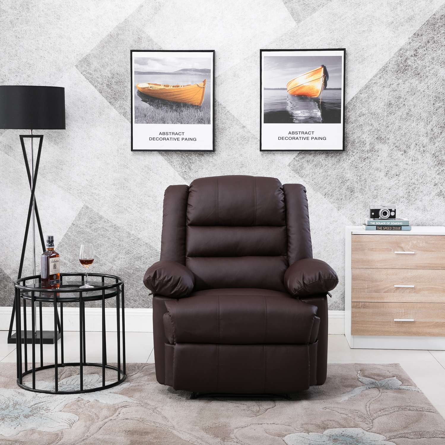 Lisbon Home Lounge Leather Manual Recliner Armchair in Brown - Image 4