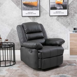 Lisbon Home Lounge Leather Manual Recliner Armchair in Grey - Image 3