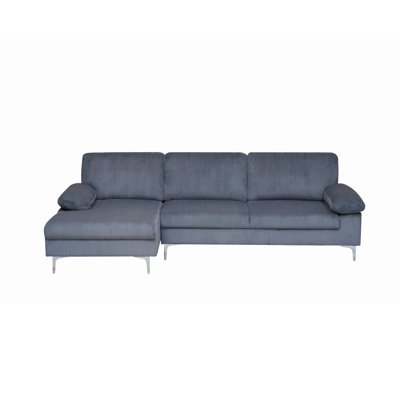 Venosa Jumbo Cord 3 Seater L-Shape Sofa in Grey - Image 2