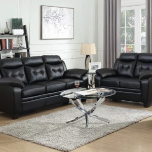 Alternative view of Aura Leather 3+2 Seater Sofa in Black