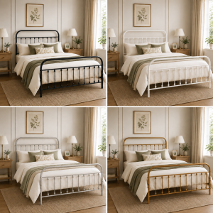 Amelia Metal Bed Frame with Decorative Spindle Detailing - Double Bed - Black - Image 8