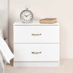 Chiswick 2 Drawer Bedside Cabinet in Gloss White