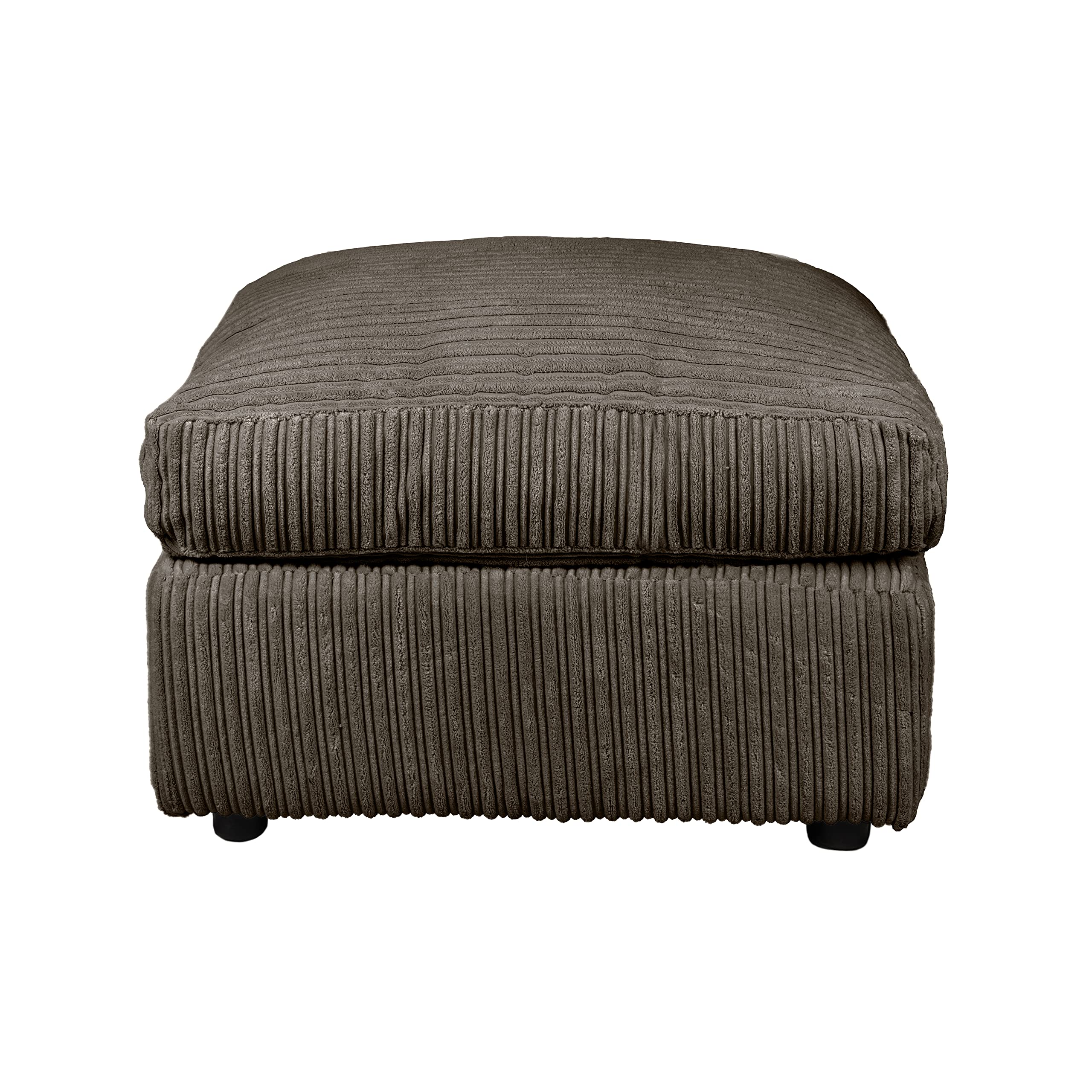 Dylan Jumbo Cord Fabric Footstool in Chocolate - Image 2