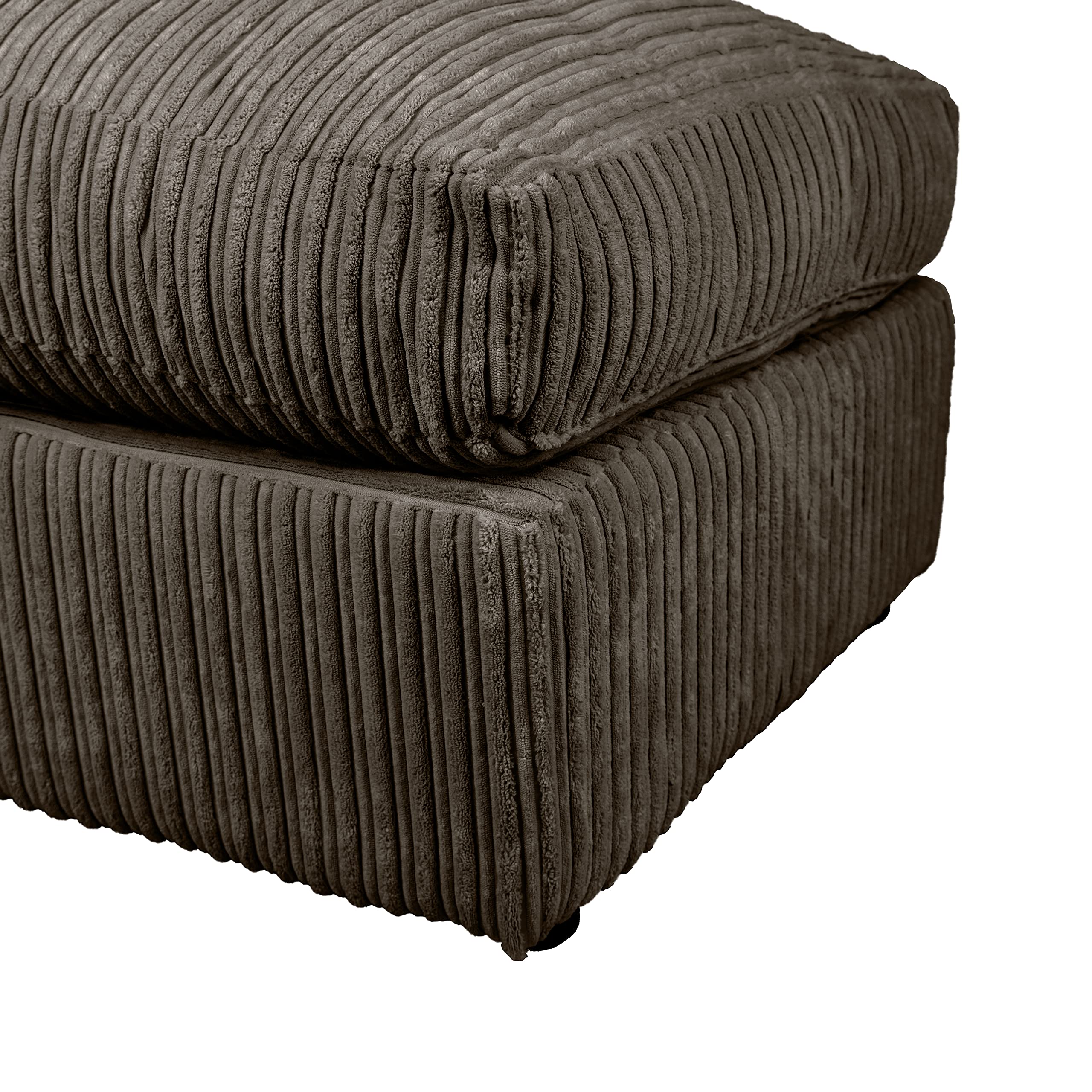 Dylan Jumbo Cord Fabric Footstool in Chocolate - Image 3