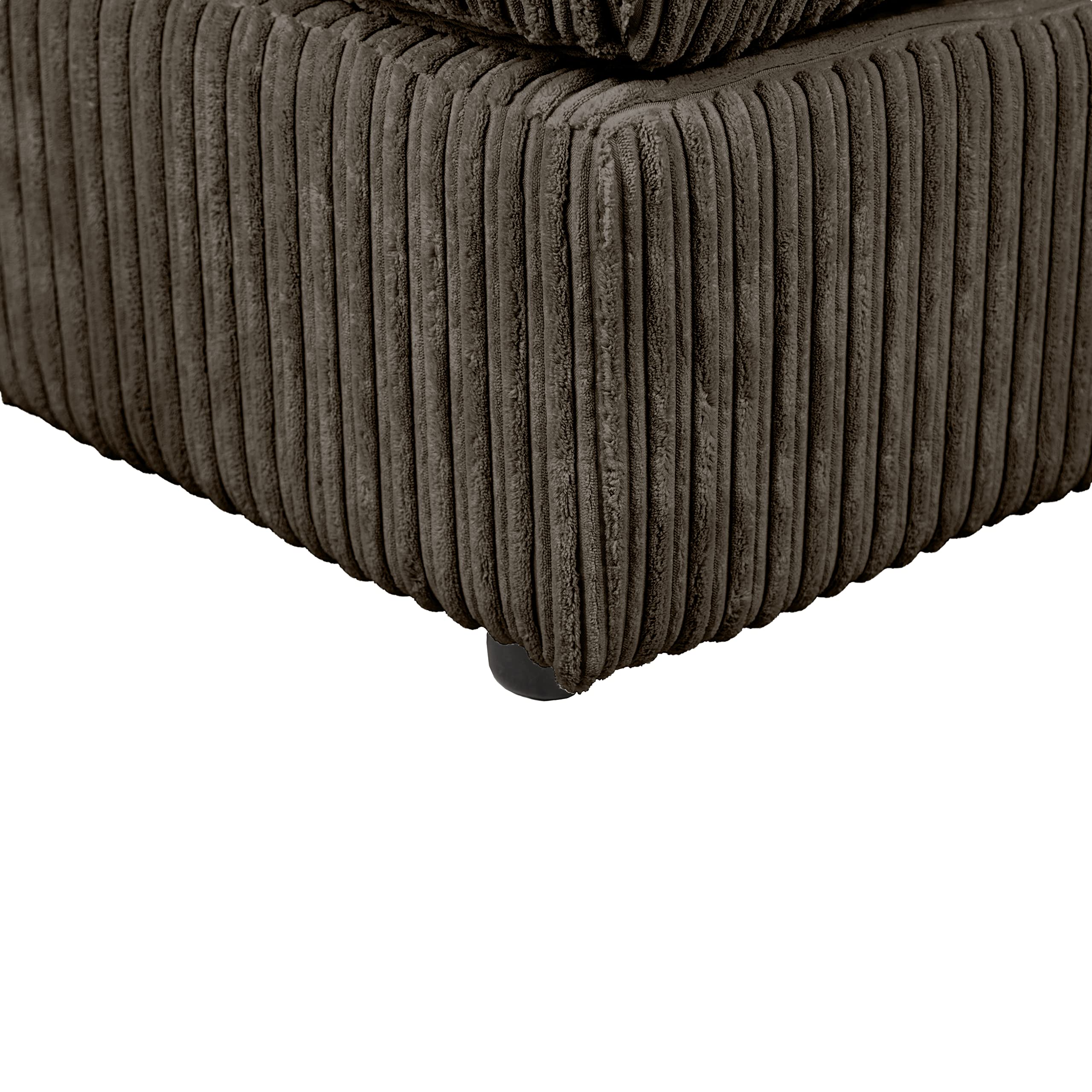 Dylan Jumbo Cord Fabric Footstool in Chocolate - Image 4