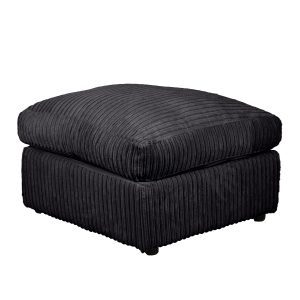 Dylan Jumbo Cord Fabric Footstool in Black