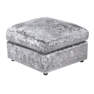 Dylan Crushed Velvet Fabric Footstool in Silver