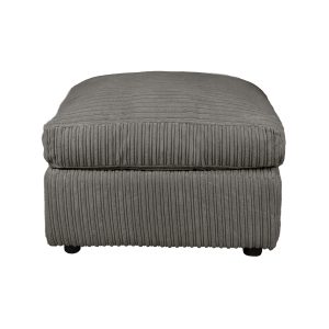 Dylan Jumbo Cord Fabric Footstool in Grey - Image 3