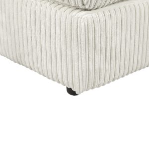 Dylan Jumbo Cord Fabric Footstool in Cream - Image 3