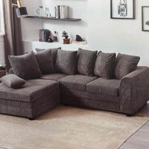 Dylan Jumbo Cord 4 Seater Fabric Corner Sofa in Grey - Image 3