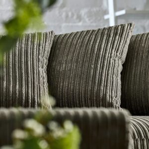 Dylan Jumbo Cord 4 Seater Fabric Corner Sofa in Grey - Image 4