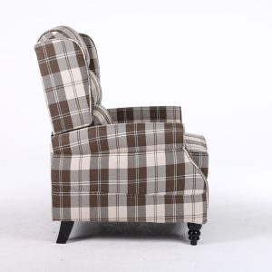 Estonia Pushback Recliner Armchair in Beige Tartan - Image 6