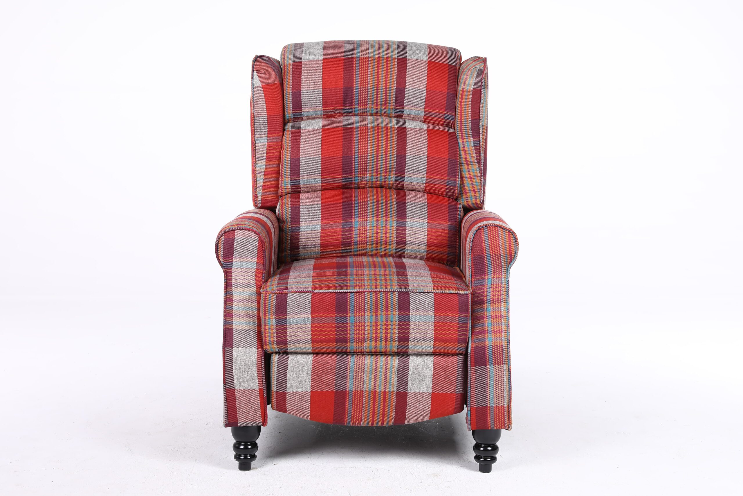 Estonia Fabric Pushback Recliner Armchair in Red Tartan - Image 3