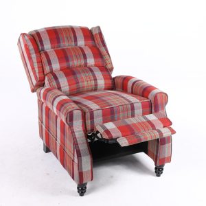 Estonia Fabric Pushback Recliner Armchair in Red Tartan - Image 4