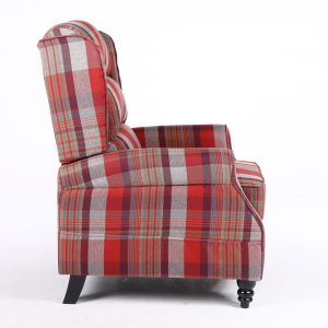 Estonia Fabric Pushback Recliner Armchair in Red Tartan - Image 5