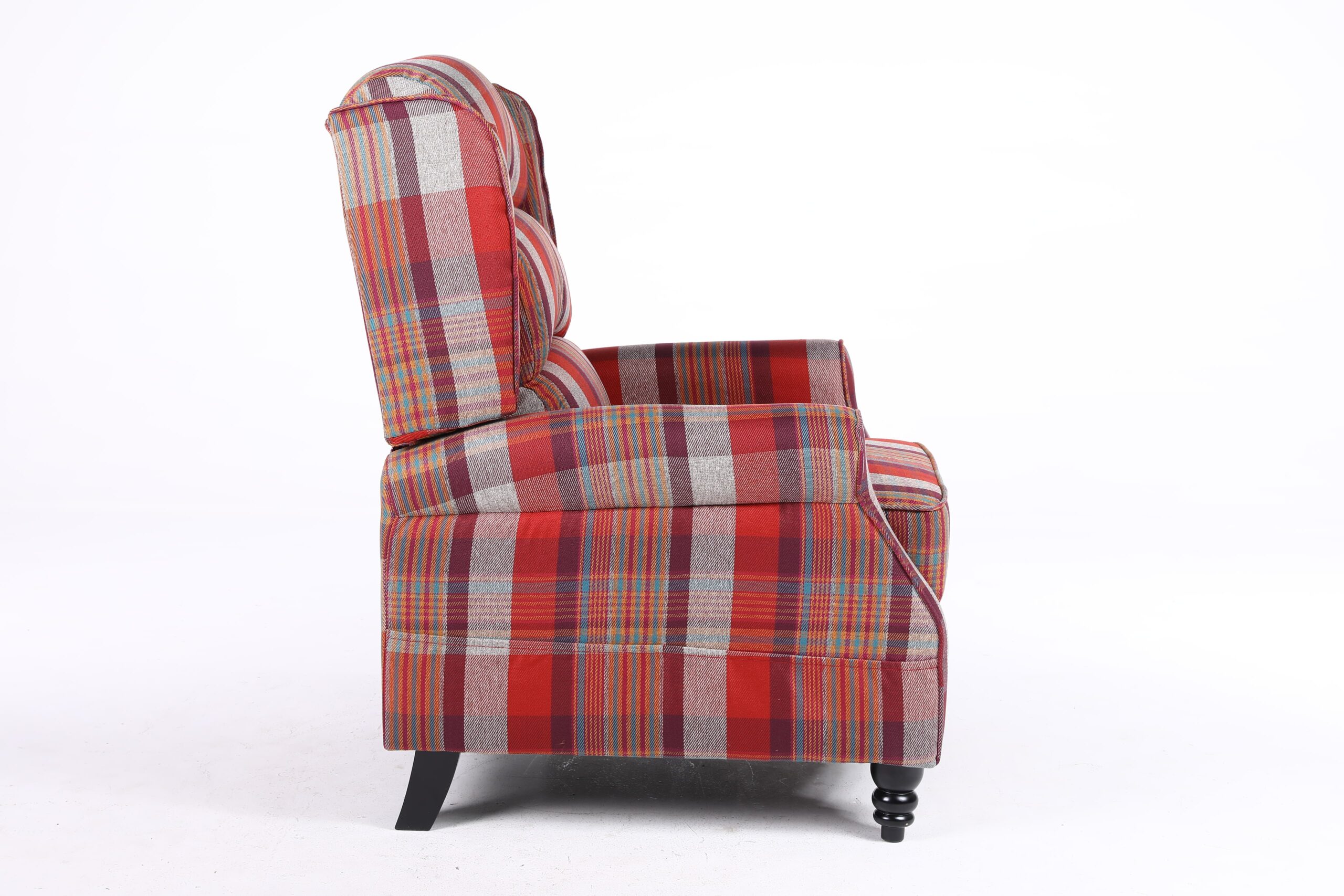 Estonia Fabric Pushback Recliner Armchair in Red Tartan - Image 5