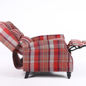 Estonia Fabric Pushback Recliner Armchair in Red Tartan - Image 6