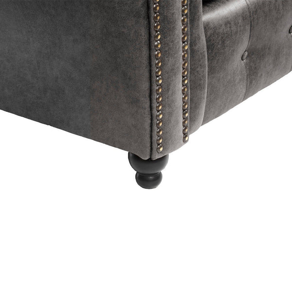 Oakland Suede Sofa 3+2 Seater Fabric Sofa in Charcoal Black - Image 2