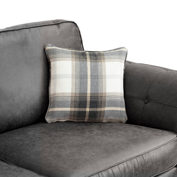Oakland Suede Sofa 3+2 Seater Fabric Sofa in Charcoal Black - Image 6