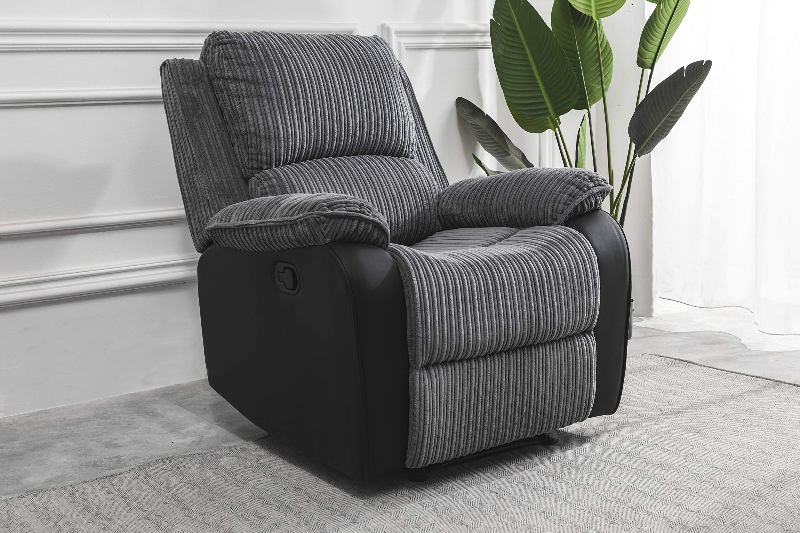 Preston Jumbo Cord Manual Recliner Armchair in Grey - Image 3