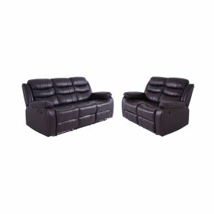 Roma Leather Brown Sofa 3+2 Seater Recliner Sofa in Brown - Image 5